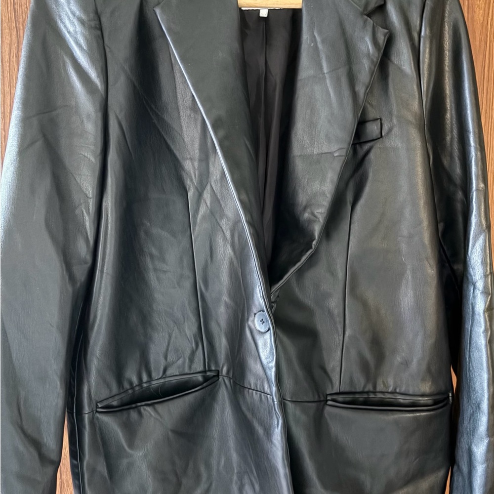 Zara Black Leather Women's Blazer